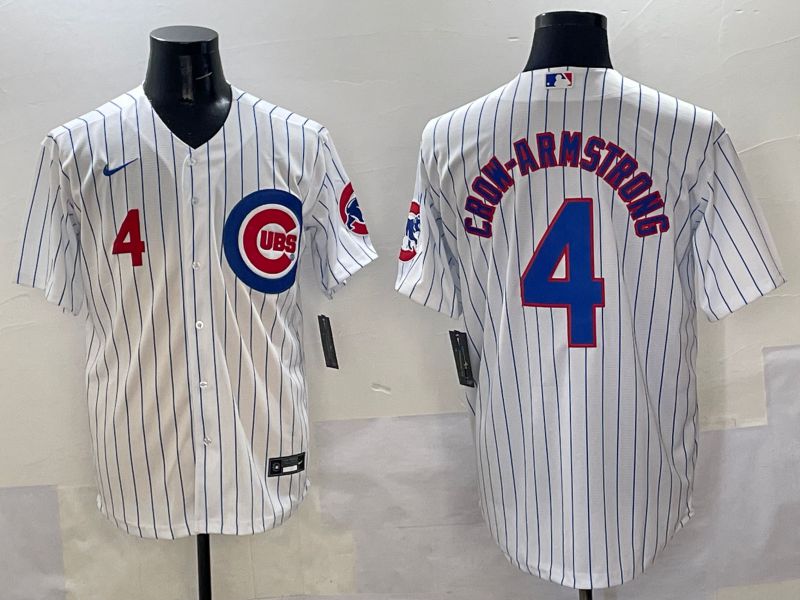 Men Chicago Cubs #4 Crow-Armstrong White Stripe Game 2025 Nike MLB Jersey style 3